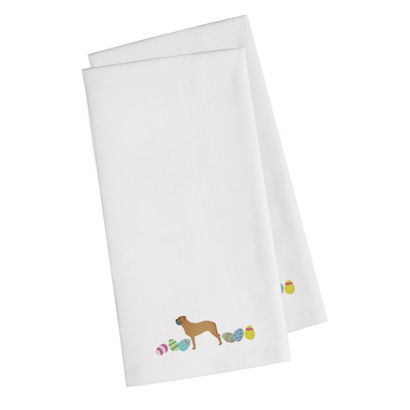 Caroline's Treasures CK1619WHTWE Bullmastiff Easter White Embroidered Kitchen Towel Set of 2