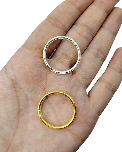 Bluemoona 50 Pcs - 25mm 1" Round Edged Split Key Chain Ring Connector Keychain Keyring (Gold) - Image 3