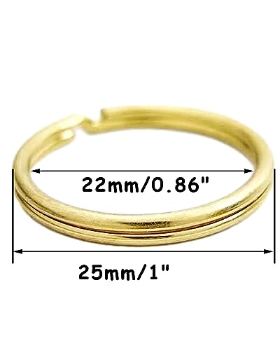 Bluemoona 50 Pcs - 25mm 1" Round Edged Split Key Chain Ring Connector Keychain Keyring (Gold) - Image 2