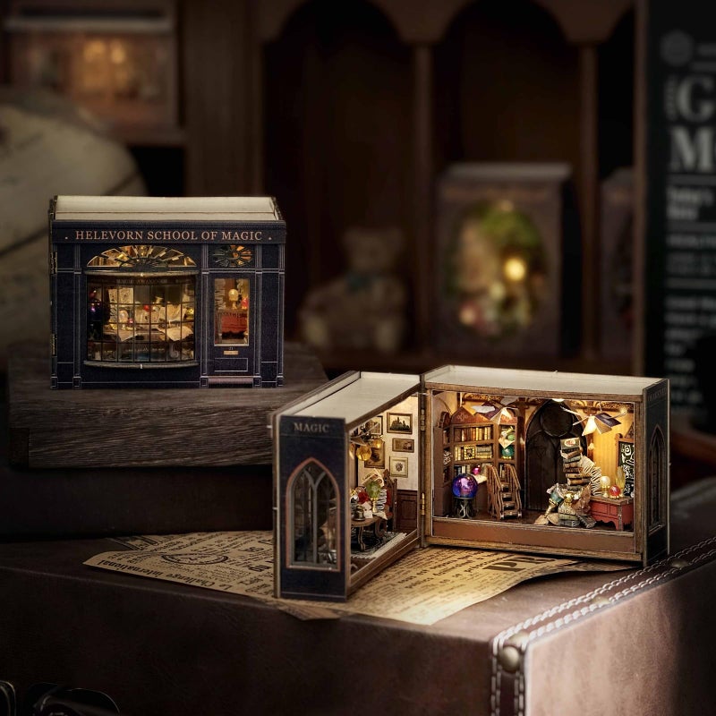 CUTEROOM DIY Miniature House Kit, CUTEROOM Mini House Kit for Adult to Build, Wooden Dollhouse Making Kit with Furniture, Christmas Birthday Gifts (Magic) - Image 1