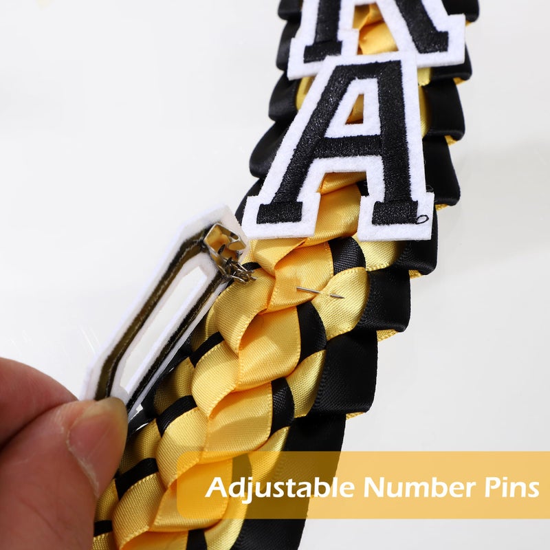 FtyFty Graduation Leis Class of 2025 2026 Grad Handmade Ribbon Lei Double Braided Ribbon Necklace with Grad Letters,47.2Inch (1, Gold and Black) - Image 5