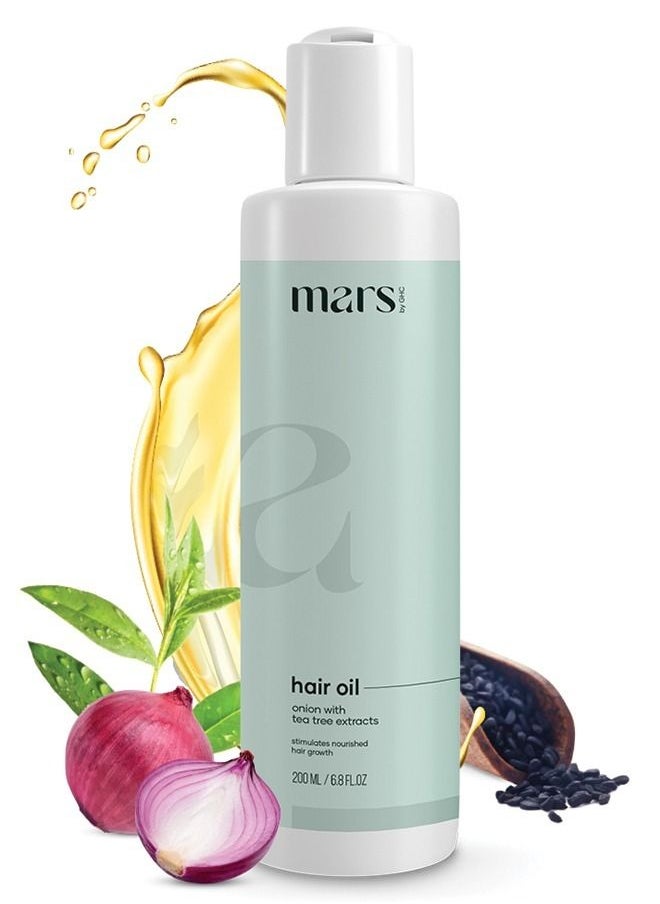 mars by GHC - Hair Growth Oil for Men - 200ml - Made with Onion Seeds, Bhringraj, and Tea Tree Extracts - Nourishes and Prevents Hair Loss with Jojoba and Brahmi Oil - Image 1