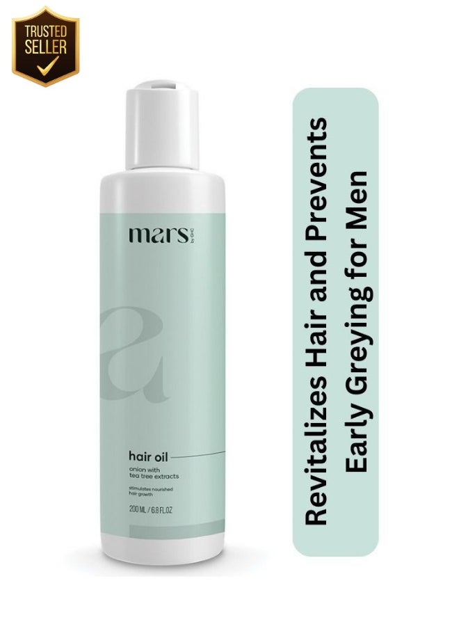 mars by GHC - Hair Growth Oil for Men - 200ml - Made with Onion Seeds, Bhringraj, and Tea Tree Extracts - Nourishes and Prevents Hair Loss with Jojoba and Brahmi Oil - Image 1
