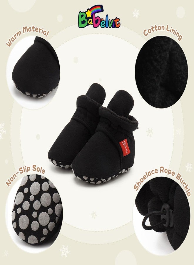 Babelvit Newborn Baby Boy Girl Soft Fleece Booties Stay On Infant Slippers Socks Shoe Non Skid Gripper Toddler First Walkers Winter Ankle Crib Shoes - Image 4