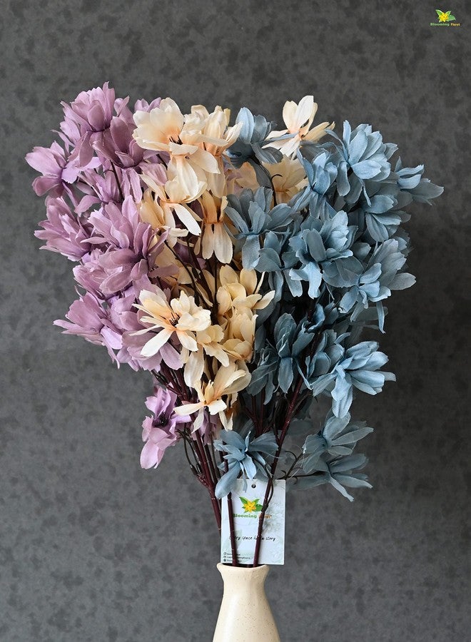 Blooming Floret Artificial Magnolia Kobus Natural Looking Flower Bunch for Home and Office Décor/Gift (Off White + Blue + Purple), Artificial Flora - Image 4