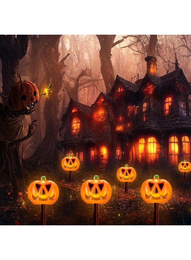 TAPIT Halloween Pumpkin Solar Lights Outdoor Halloween Decorations Outdoor Pumpkin Pathway Lights Lightup Pumpkins Decorations Outdoors Solar Garden Light for Halloweens 5 PCS Pumpkins Light for Yard - Image 4