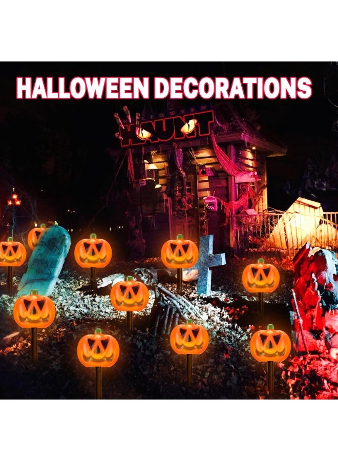 TAPIT Halloween Pumpkin Solar Lights Outdoor Halloween Decorations Outdoor Pumpkin Pathway Lights Lightup Pumpkins Decorations Outdoors Solar Garden Light for Halloweens 5 PCS Pumpkins Light for Yard - Image 2