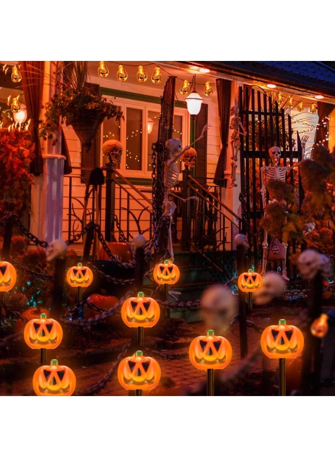 TAPIT Halloween Pumpkin Solar Lights Outdoor Halloween Decorations Outdoor Pumpkin Pathway Lights Lightup Pumpkins Decorations Outdoors Solar Garden Light for Halloweens 5 PCS Pumpkins Light for Yard - Image 5