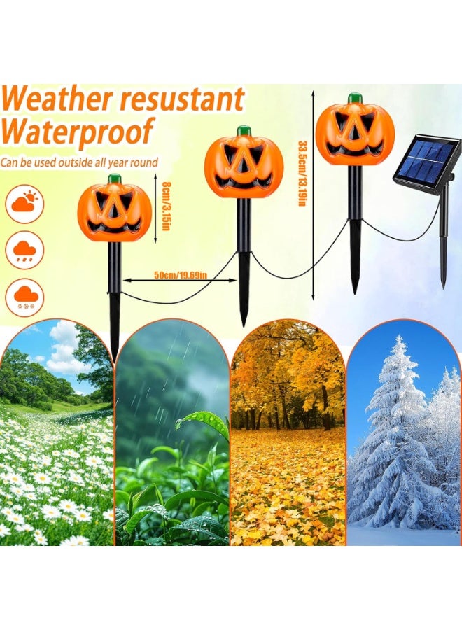 TAPIT Halloween Pumpkin Solar Lights Outdoor Halloween Decorations Outdoor Pumpkin Pathway Lights Lightup Pumpkins Decorations Outdoors Solar Garden Light for Halloweens 5 PCS Pumpkins Light for Yard - Image 3