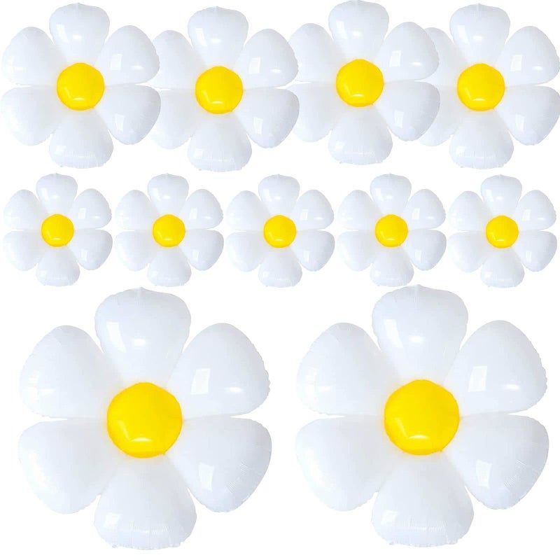 YUJUN 11PCS Daisy BalloonsHuge White Flower Daisy Foil Mylar Balloons for Baby Shower Wedding Groovy Boho Daisy Birthday Party Decorations 43in28in16in - Image 2