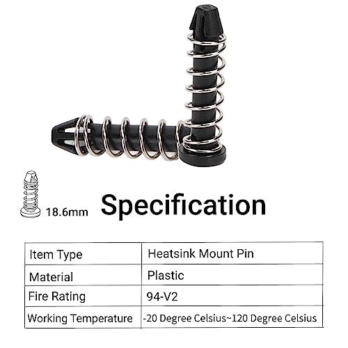 LiebeWH 100Pcs Heatsink Mount Pins 18.6mm Plastic CPU Cooler Fan Mounting Clip Fastener Set for Heat Sink and Computer Fan Installation - Image 2