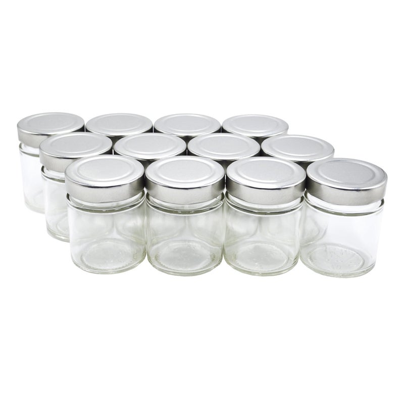 UPack 12 pieces of 5oz Glass Spice Bottles Spice Jars with Silver Metal Lids