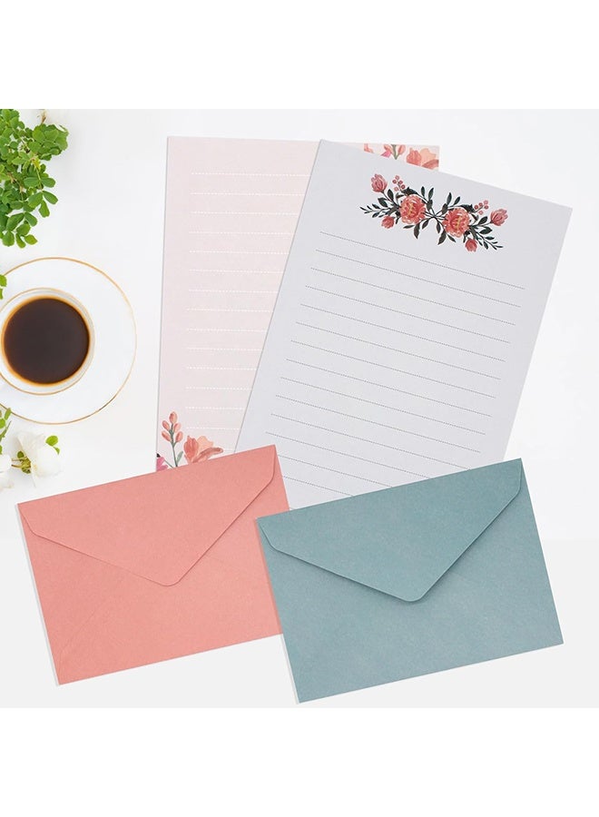 36 PCS Writing Paper and Envelopes Set,Warm Floral Themed Stationary Set for Wedding Invitations Wishes,24 Lined Stationery Paper with 12 Envelops - Image 2