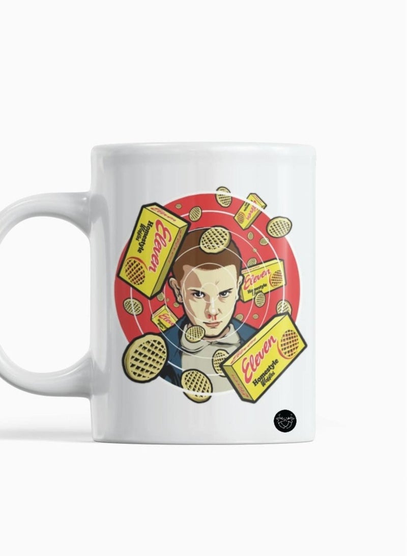 Phone Planet A white mug printed with a boy's biscuit design