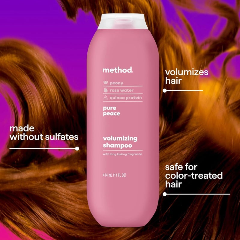 Method Volumizing Shampoo, Pure Peace with Rose, Peony, and Pink Sea Salt Scent Notes, Paraben and Sulfate Free, 14 oz (Pack of 3) - Image 5