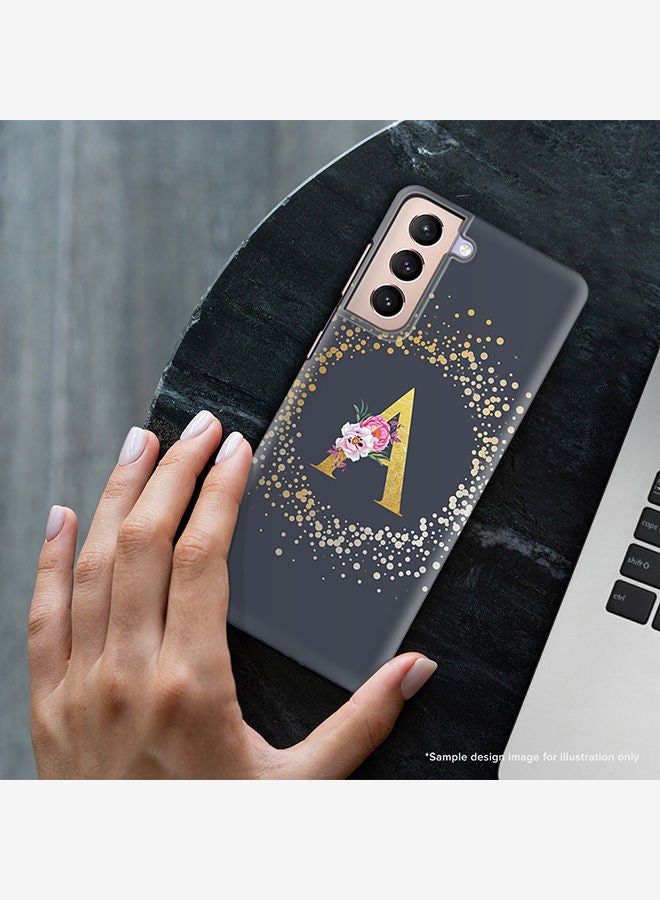 Monogram Slim Cover for Samsung Galaxy S21 Plus 5G Case Custom Initials Letter Floral Pattern Snap Series Mobile Cover Matte Alphabet  - V (Grey)