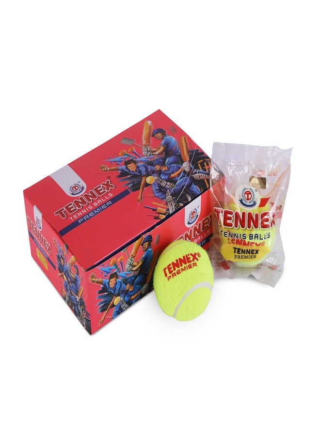 TENNEX Premier Cricket Hard Tennis Ball for Over Arm Cricket | Heavy Tennis | Standard Size Ball for Tournament and Practice (6 Pcs, Yellow Colour) - Image 1