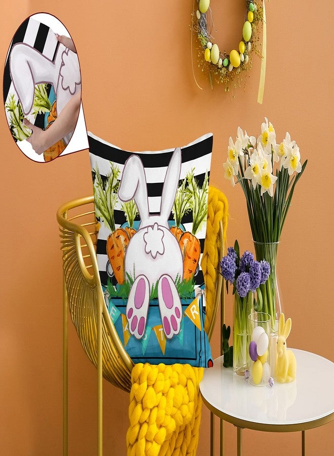 Hexagram Decorative Easter Throw Pillow Covers 18 x 18, Easter Bunny Eggs Pillow Covers Spring Decorations for Living Room Sofa Couch Bed Patio Indoor Outdoor Happy Easter Home Decor - Image 3