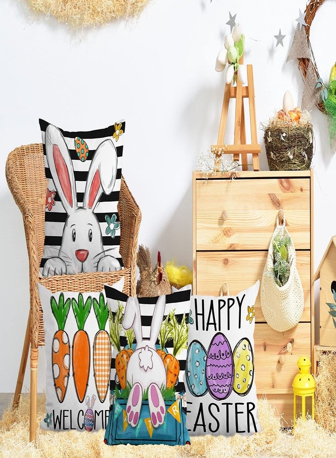 Hexagram Decorative Easter Throw Pillow Covers 18 x 18, Easter Bunny Eggs Pillow Covers Spring Decorations for Living Room Sofa Couch Bed Patio Indoor Outdoor Happy Easter Home Decor - Image 5