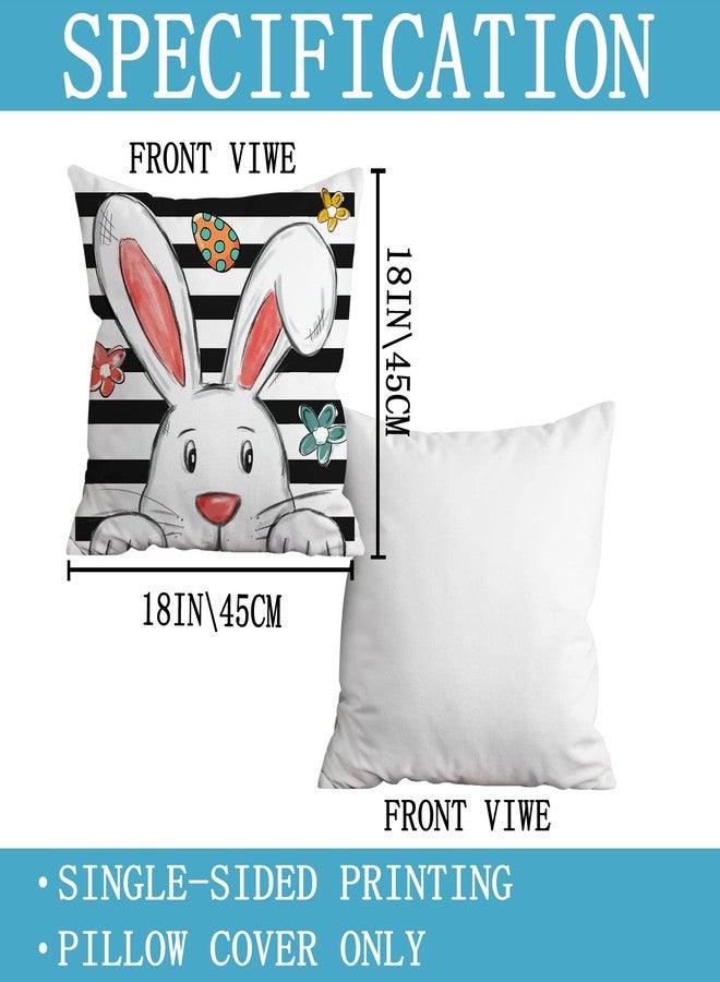 Hexagram Decorative Easter Throw Pillow Covers 18 x 18, Easter Bunny Eggs Pillow Covers Spring Decorations for Living Room Sofa Couch Bed Patio Indoor Outdoor Happy Easter Home Decor - Image 4