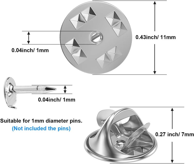 Weico 50PCS Metal Locking Pin Backs, Pin Keepers Locking Clasp, Badge Insignia Pin Backs Replacement (Silver) - Image 2