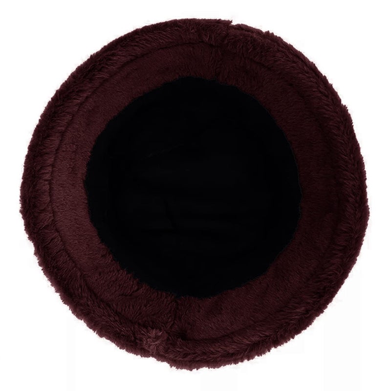 TZ Promise Women Plush Fluffy Bucket Hat Warm Lining Winter Faux Fur Cozy Wide Brim Winter (Burgundy) - Image 4