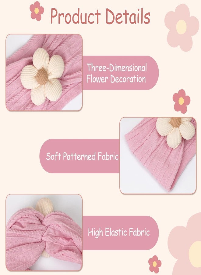 Ahamo Baby Girl Hair Bands 0-6 Months | Soft Stretch Headbands for Newborn Infant Essentials (Light Pink, Rose Pink, Cream) - Image 3