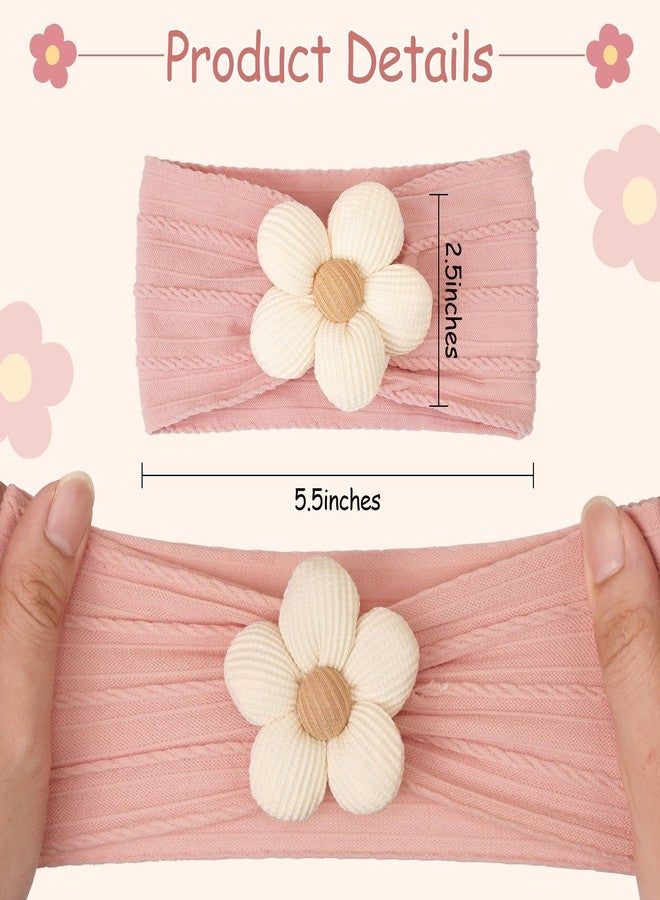 Ahamo Baby Girl Hair Bands 0-6 Months | Soft Stretch Headbands for Newborn Infant Essentials (Light Pink, Rose Pink, Cream) - Image 2