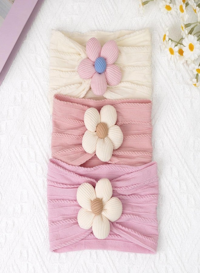 Ahamo Baby Girl Hair Bands 0-6 Months | Soft Stretch Headbands for Newborn Infant Essentials (Light Pink, Rose Pink, Cream) - Image 4