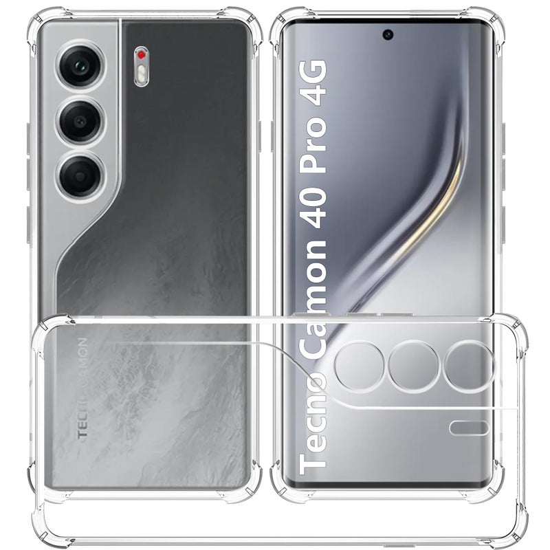 USTIYA Case for Tecno CAMON 40 Pro 4G Clear TPU Four Corners MilitaryGrade Protection Cover Transparent Soft funda - Image 3