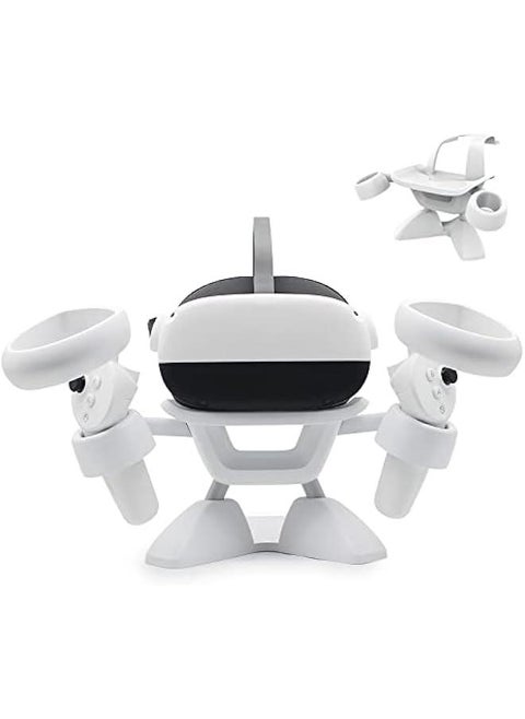 VR Stand, VR Headset Stand VR Display Holder Storage Virtual Reality Headset Desktop Display Stand for Oculus Quest 2, Quest, Rift, Rift S, Valve Index Headsets & Touch Controllers(White)