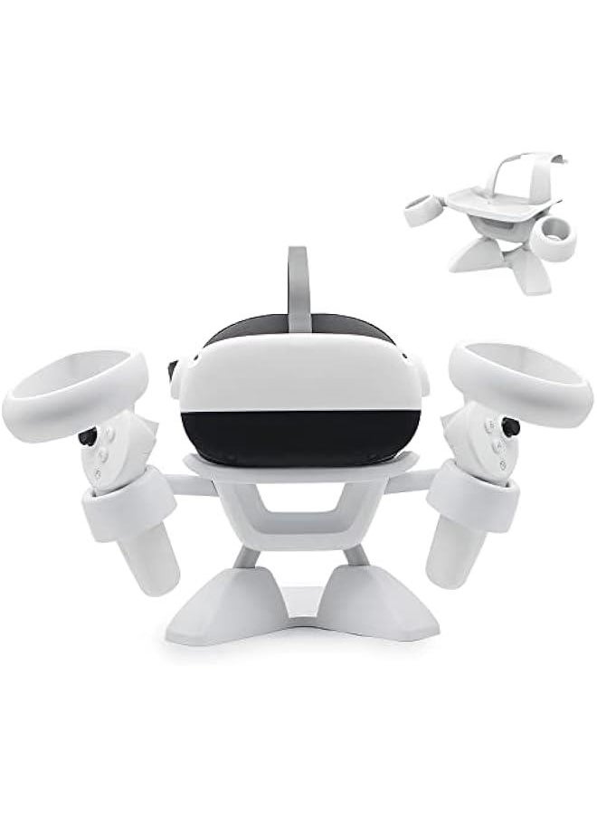 VR Stand, VR Headset Stand VR Display Holder Storage Virtual Reality Headset Desktop Display Stand for Oculus Quest 2, Quest, Rift, Rift S, Valve Index Headsets & Touch Controllers(White)