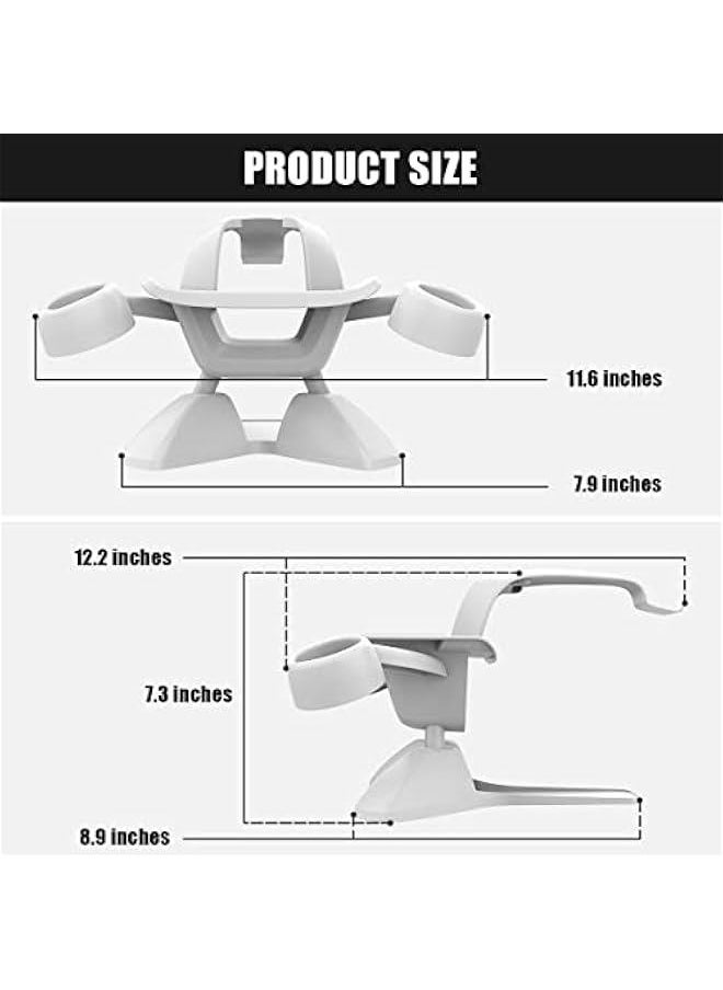 VR Stand, VR Headset Stand VR Display Holder Storage Virtual Reality Headset Desktop Display Stand for Oculus Quest 2, Quest, Rift, Rift S, Valve Index Headsets & Touch Controllers(White)