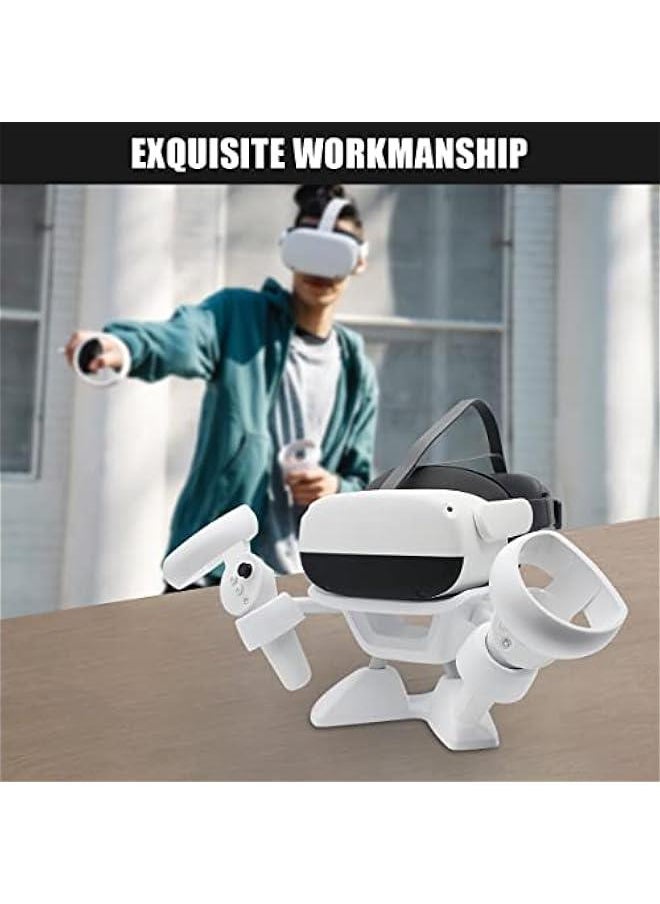 VR Stand, VR Headset Stand VR Display Holder Storage Virtual Reality Headset Desktop Display Stand for Oculus Quest 2, Quest, Rift, Rift S, Valve Index Headsets & Touch Controllers(White)
