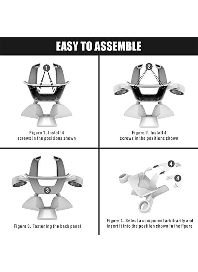 VR Stand, VR Headset Stand VR Display Holder Storage Virtual Reality Headset Desktop Display Stand for Oculus Quest 2, Quest, Rift, Rift S, Valve Index Headsets & Touch Controllers(White)