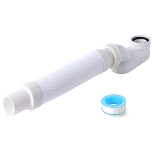 Cinsda Bathtub Shower Drain Pipe, Low Profile Flat 1 1/2 P Trap Kit Flexible Freestanding Tub Drain for Bath - Image 1