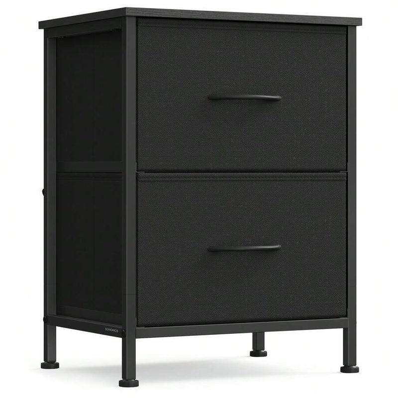 SONGMICS Bedroom Dresser, Steel & MDF Nightstand with Non-Woven Fabric Drawers