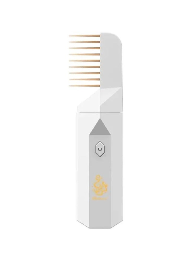 بخور مشط كهربائي قابل لإعادة الشحن، مبخرة بخور كهربائية بمنفذ USB من النوع C، مع مشط شعر، حامل بخور، مبخرة محمولة، ناشر رائحة مع مشط شعر، حامل بخور أبيض - Image 1