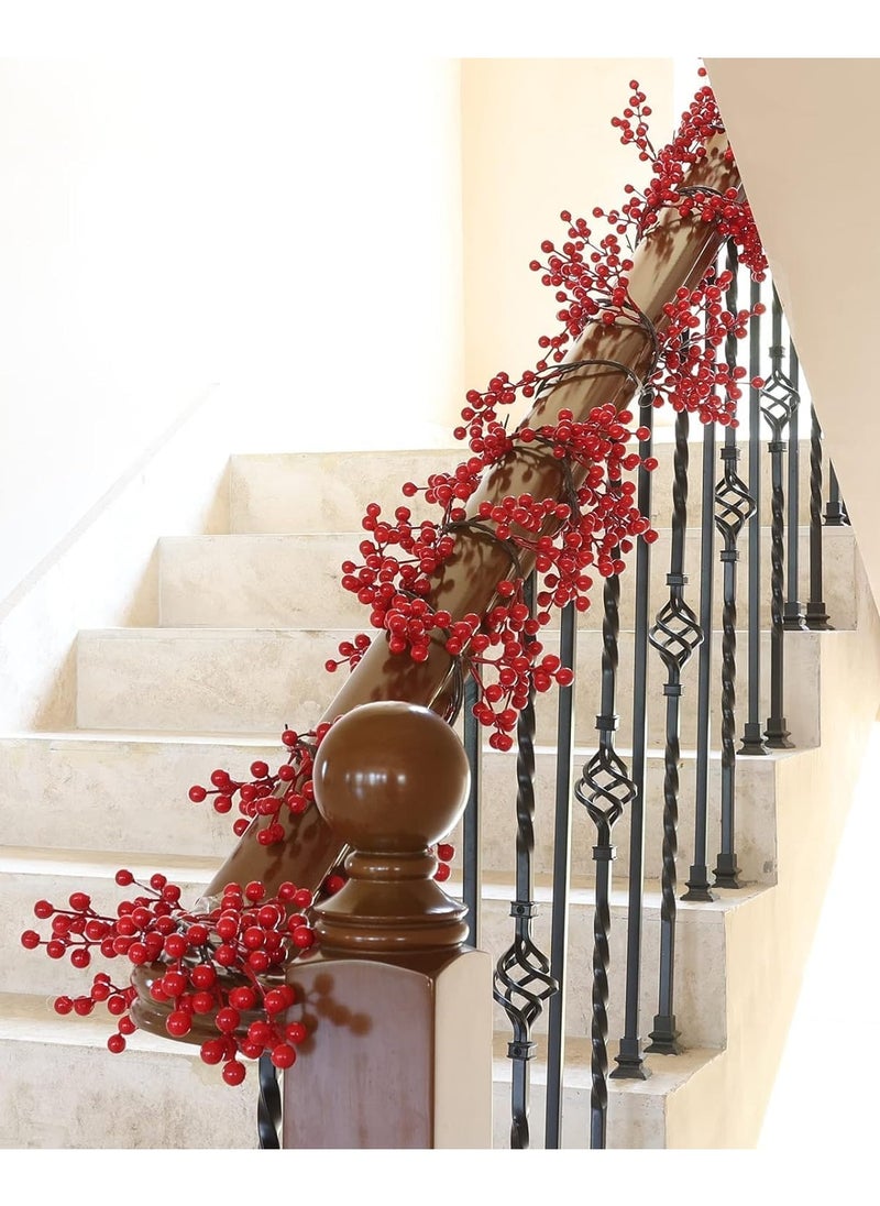 Red Berries Garland with Beautiful Berries | Winter Garland for Door, Mantel, Fireplace, Table Runner Centerpiece Decor, for themed Events | Gifting