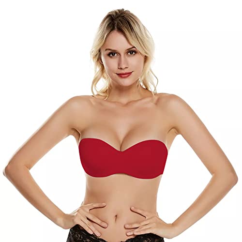 PLUMBURY Women's Synthetic Lightly Padded Wired Push-Up Multiway Bra, Maroon, Size 36B - Image 2