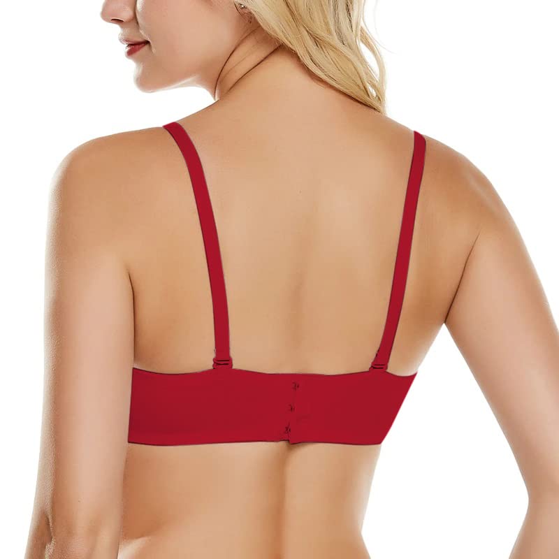 PLUMBURY Women's Synthetic Lightly Padded Wired Push-Up Multiway Bra, Maroon, Size 36B - Image 3
