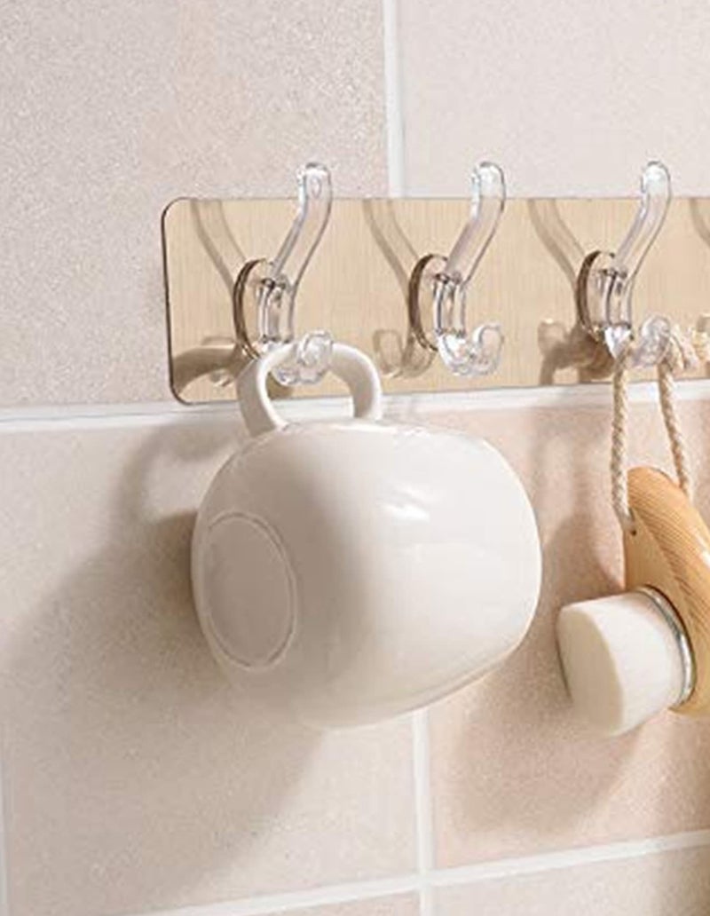 Lukzer Multi-Functional Self-Adhesive Wall Hook Hanger No Drilling Hole Wall 3 Hook Strip for Kitchen, Bathroom, Living Room (20 x 7cm) - Image 3