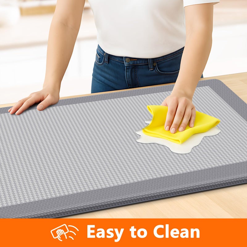SofterCharm Kitchen Mats, 2PCS Kitchen Rugs for Floor, Cushioned Anti-Fatigue Mats for Kitchen Floor, Non-Slip Standing Desk Mat for Sink, Home, Laundry & Office, 17.3"x30"+17.3"x47" (Grey) - Image 3