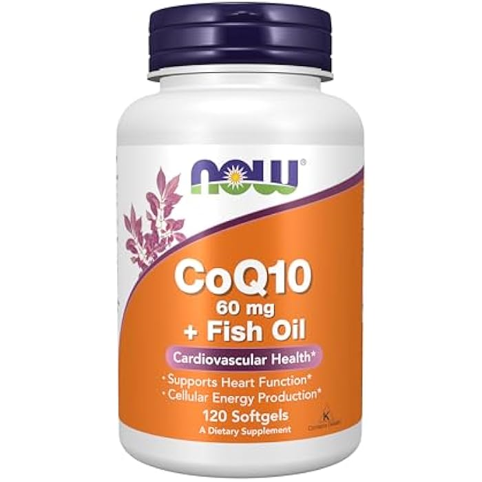now Supplements, CoQ10 60 mg with Omega 3 Fish Oil, Cardiovascular Health*, 120 Softgels - Image 1