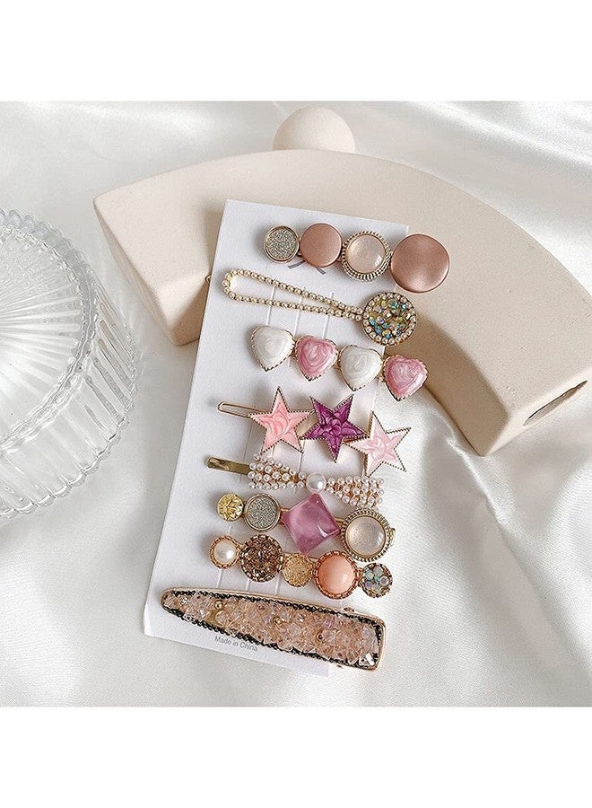 SQUICKLE Golden Metal & Macaron Hair Clip For Girls/White Pearl Hair Pins For Women & Girls/8pcs Designer Hair Clip/Barrettes And Geometric Shape Hair Clip (Macaron Hair Clip) - Image 3