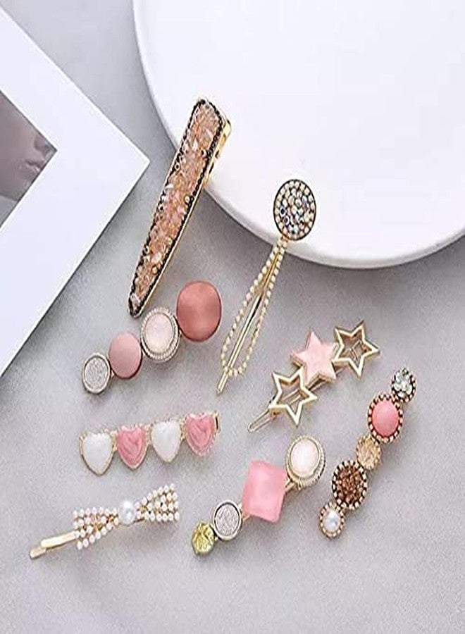 SQUICKLE Golden Metal & Macaron Hair Clip For Girls/White Pearl Hair Pins For Women & Girls/8pcs Designer Hair Clip/Barrettes And Geometric Shape Hair Clip (Macaron Hair Clip) - Image 5