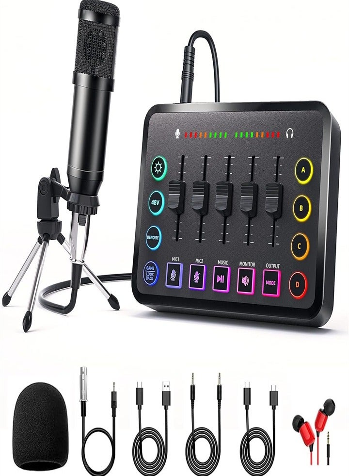 USB Microphone Podcast Kit, Capacitor Podcast Streaming, Microphone Plug and Play for Computer, YouTube, Game Recording (with Microphone)  - Image 1