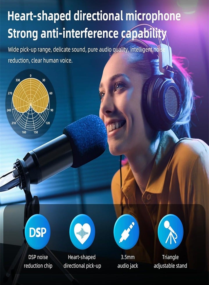 USB Microphone Podcast Kit, Capacitor Podcast Streaming, Microphone Plug and Play for Computer, YouTube, Game Recording (with Microphone)  - Image 4