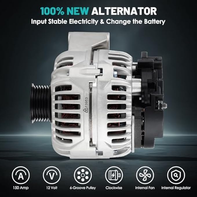 Farrme 13953 Car Alternators Fit for Mercedes-Benz SLR McLaren/ SL500/ S500/ S430/ S350/ G55/ G500/ E55/ E500/ E430/ E320/ CLS500/ CLK430/ CL500 V8 Automotive Replacement Alternators 150 Amp 13953N - Image 3