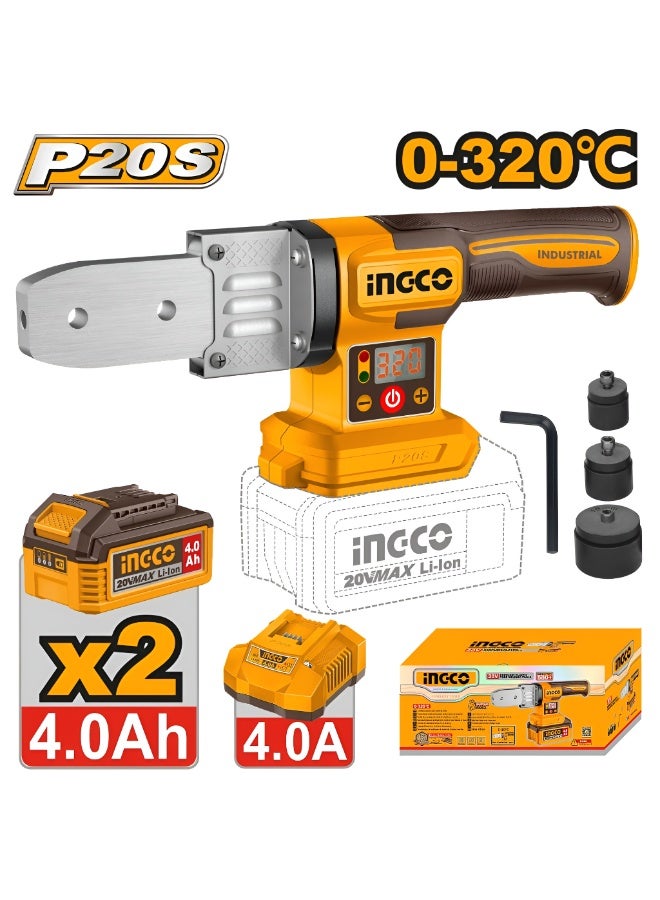 أداة لحام أنابيب بلاستيكية إنجكو PTWTLI20182 – 20 فولت، بطارية ليثيوم، درجة حرارة 0–320°، آلة لحام مواسير PPR احترافية